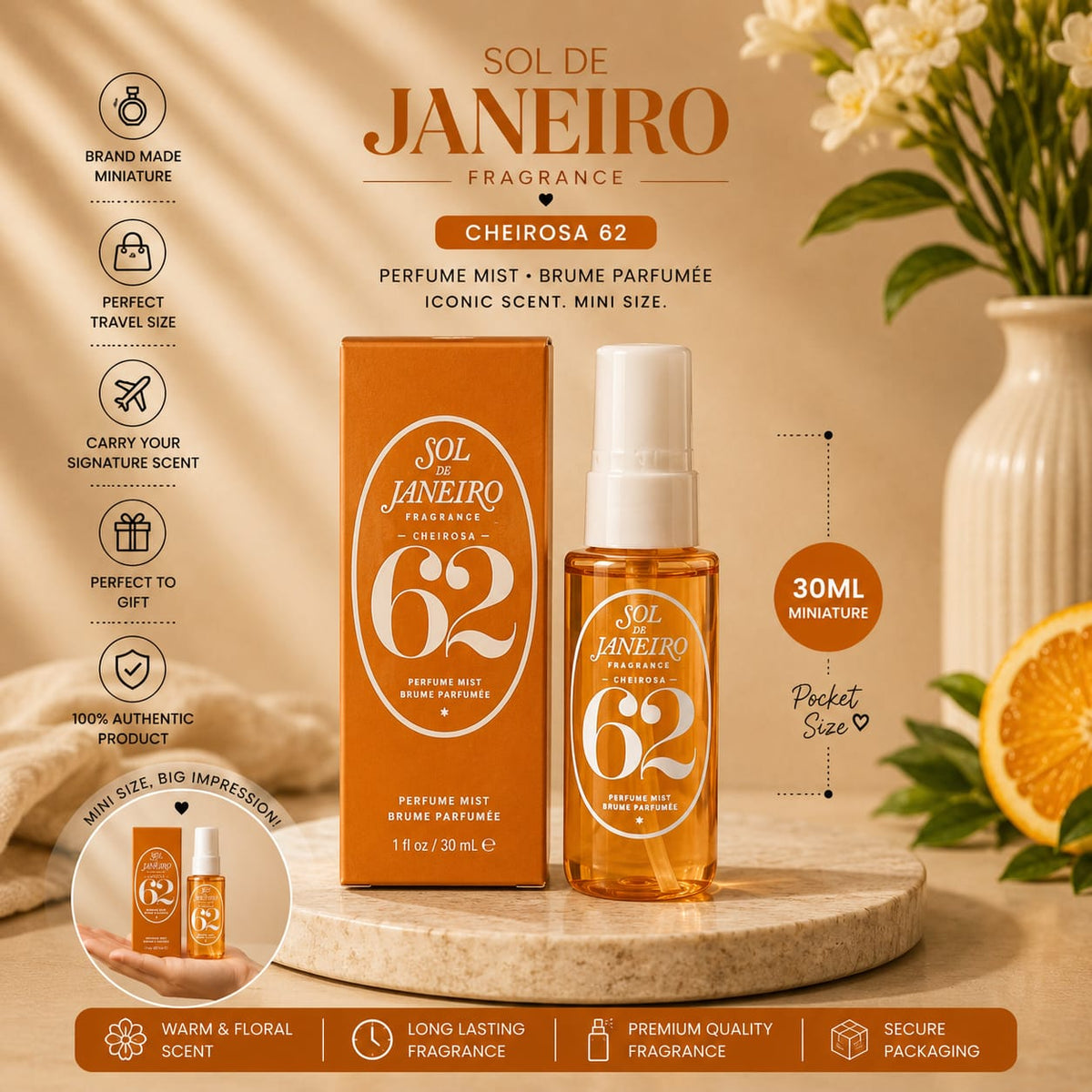 Sol De Janeiro Cheirosa 62 Perfume Mist - 30ml (With Atomiser)
